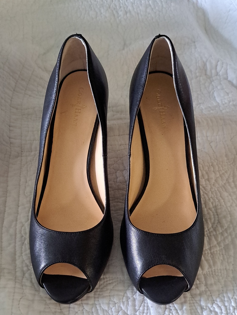 Cole Haan Black Peep Toe Heels Size 8B SEE DESCRIPTION